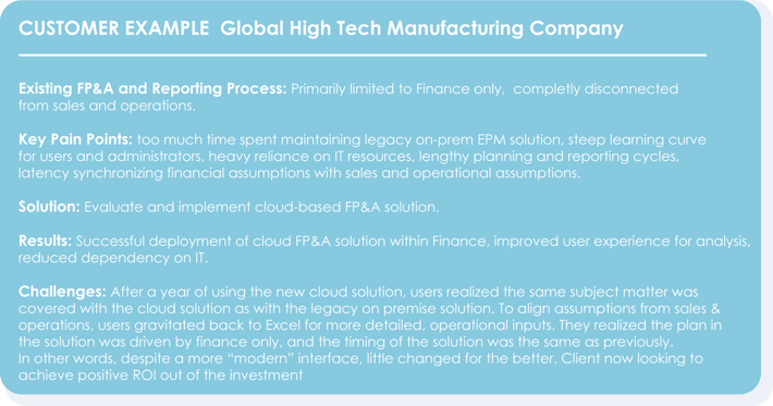 Customer Example: Global High Tech Manufacturing Company