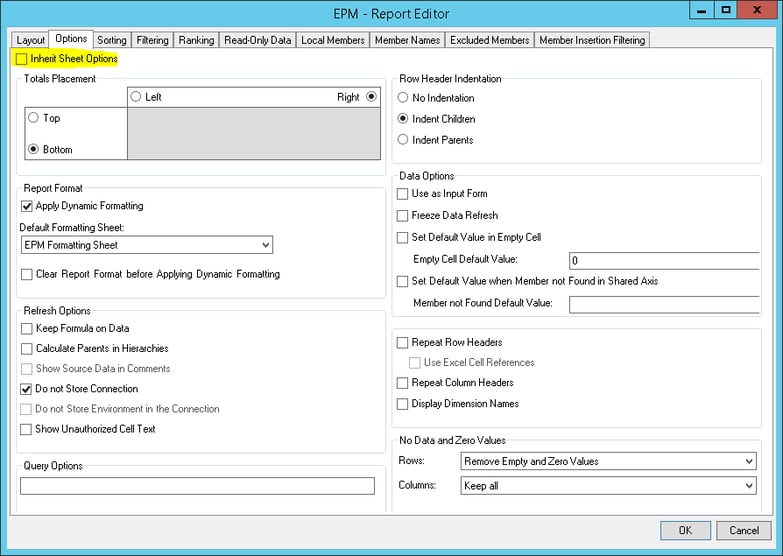 EPM Report Editor Options - Column5