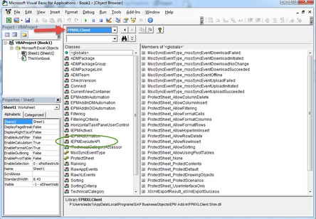 graphic showing EPMExecuteAPI within Excel Interface 