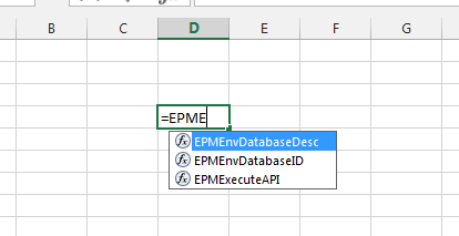 type =EPMExecuteEPI in blank workbook 