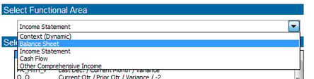 Selecting Balance Sheet as Functional Area